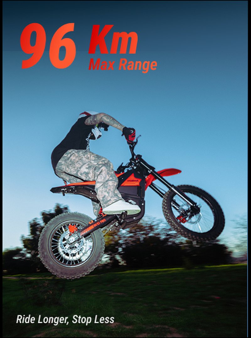 Yozma IN 10 PRO săltând, ilustrând autonomia de 96 km